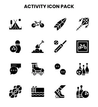Activity Glyph Vector Icons Pack Stock Illustration