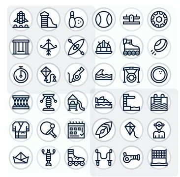 Activity High Resolution Vector Icon Pack with 36 Bold Line Pixel Optimized.. Stock Illustration