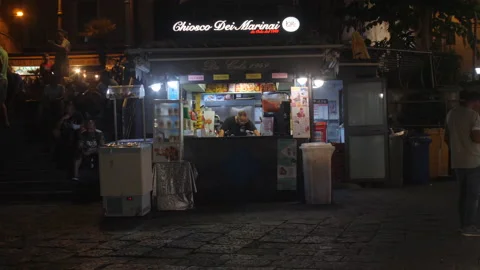Activity at the  kiosk in Italy Stock Footage 138697935