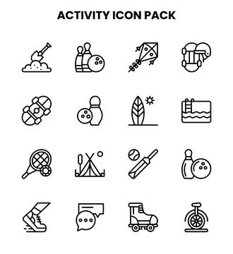 Activity Line Collection Icons Pack Stock Illustration