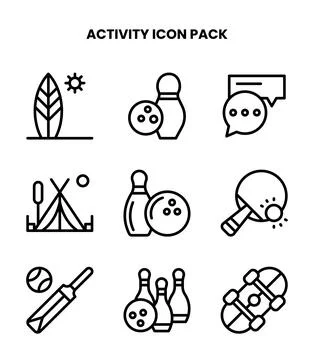 Activity Line Collection Icons Pack Stock Illustration