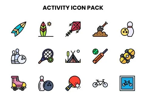 Activity Lineal Color Vector Icons Pack Stock Illustration