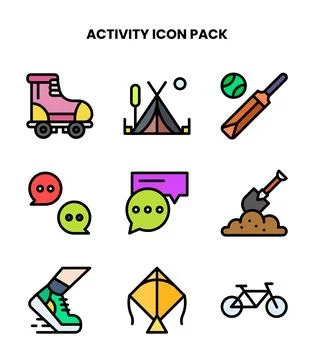 Activity Lineal Color Vector Icons Pack Stock Illustration