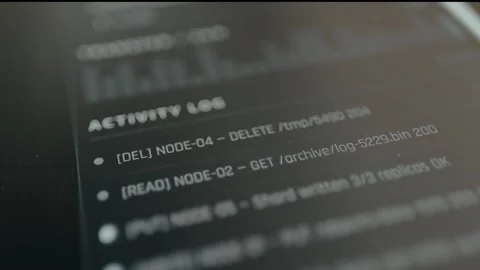 Activity Log interface from a cloud storage database Stock Footage 331124325