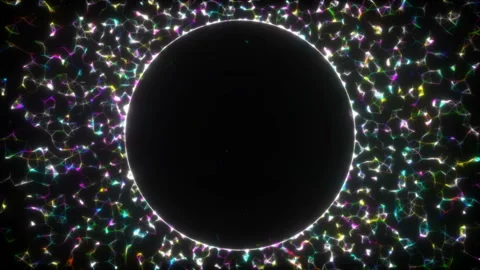 The activity of multi-colored structures on the surface of the black sphere Stock Footage 97512280