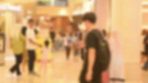 Activity of people walking in the mall with blurry footage Stock Footage 296612909