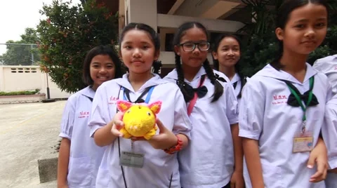 Activity of primary school education. student present Paper Mache. Stock Footage 67398341