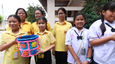 Activity of primary school education. student present Paper Mache. Stock Footage 67398583