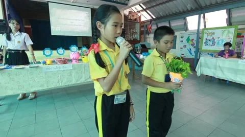 Activity of primary school education. student present Paper Mache. Stock Footage 67399113