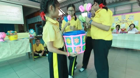 Activity of primary school education. student present Paper Mache. Stock Footage 67401376