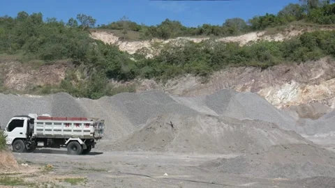 Activity at quarry mining area Stock Footage 233196395
