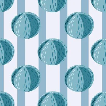 Activity seamless pattern with doodle funny beach ball ornament. Striped back 스톡 일러스트