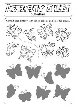 Activity sheet butterflies Stock-Illustration