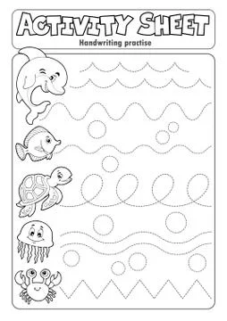 Activity sheet handwriting practise Stock Illustration