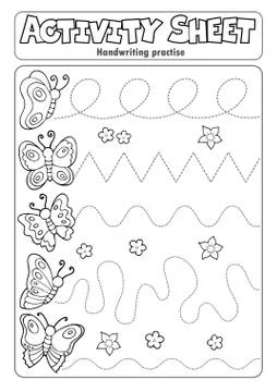 Activity sheet handwriting practise topic Stock Illustration
