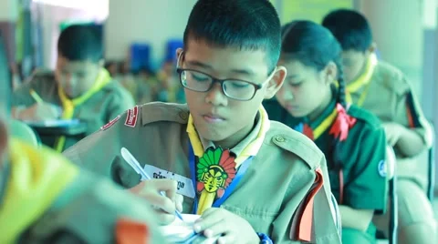 Activity of teaching Elementary students. Elementary students are Test lesson. Stock Footage 65449700