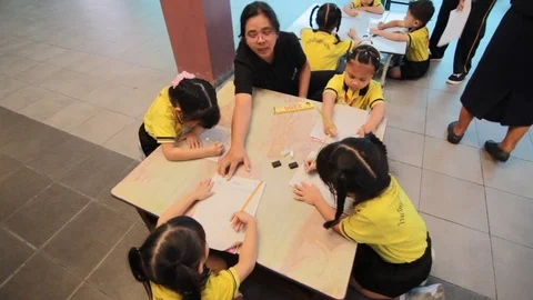 Activity of teaching kindergarten. Kindergarten students are learning. Stock Footage 72166697