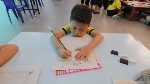 Activity of teaching kindergarten. Kindergarten students are learning. Stock Footage 72166904