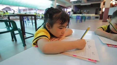 Activity of teaching kindergarten. Kindergarten students are learning. Stock Footage 72167010