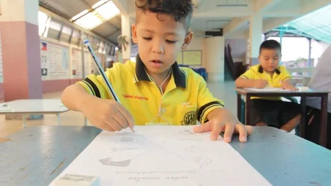 Activity of teaching kindergarten. Kindergarten students are learning. Stock Footage 72167605
