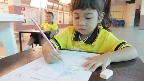 Activity of teaching kindergarten. Kindergarten students are learning. Stock Footage 72167729