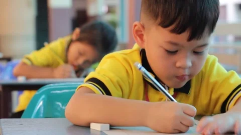 Activity of teaching kindergarten. Kindergarten students are learning. Stock Footage 72167978