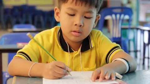 Activity of teaching kindergarten. Kindergarten students are learning. Stock Footage 72168186