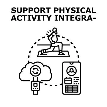 Activity tracking concept integrating physical exercise with digital devices Stock Illustration