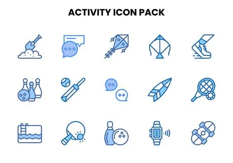 Activity Two Colour Bundle Icons Pack Stock Illustration