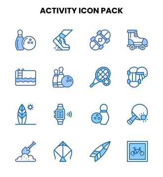 Activity Two Colour UI Icons Pack Stock Illustration