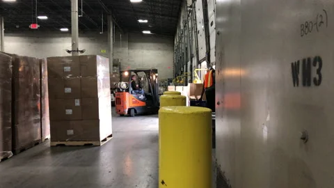 Activity on Warehouse Loading Dock, Fork... | Stock Video | Pond5