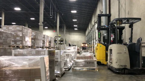 Activity on Warehouse Loading Dock, Fork... | Stock Video | Pond5