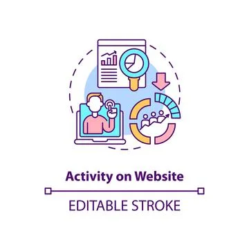 Activity on website concept icon Stock Illustration