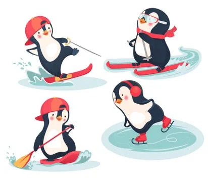 Activity in winter and summer -set Stock Illustration