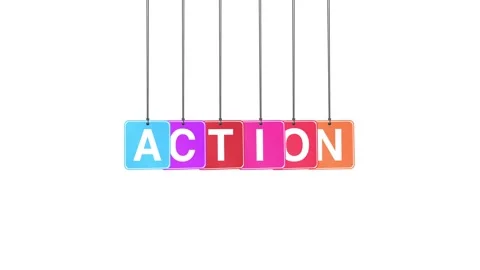 Acton Word or Text Hang and Bouncing Animation on White Background Stock Footage 302030795