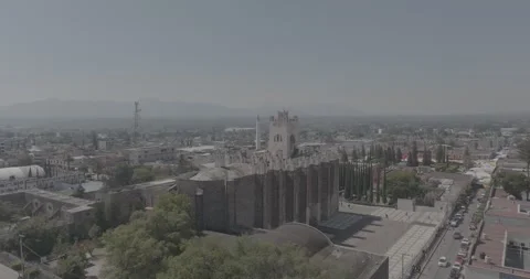 Actopan's Augustinian Colossus: An Aerial Study Stock Footage 321822923