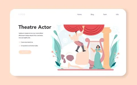Actor and actress web banner or landing page. Classical theatrical play Stock Illustration