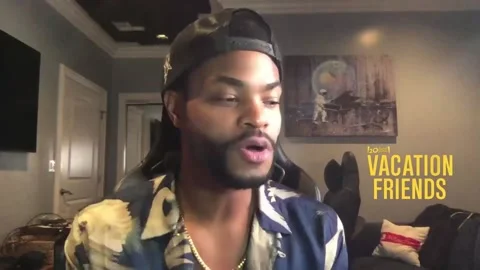 Actor Andrew Bachelor talks about new upcoming movie 'Vacation Friends' - 2021 Video stock 161191994