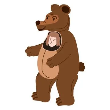 Actor in animal Bear costume. Theme party, Birthday kid, children animator Stock Illustration