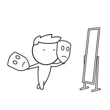 The actor approaches the mirror. Stock Illustration