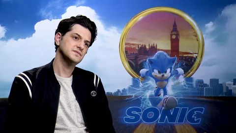 Actor Ben Schwartz is interviewed on press junket about movie 'Sonic' - 2020 Stock Footage 125807888
