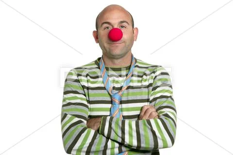 Actor clown posing clown nose and tie Stock Photos