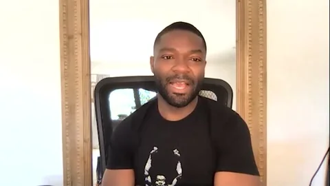 Actor David Oyelowo talks about new upcoming action movie 'The Water Man' - 2021 Stock Footage 161189175