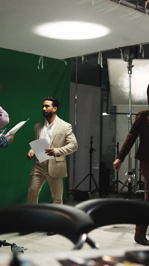 Actor, director or studio with script in filmmaking industry for role play Video stock 340005693