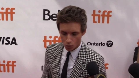 Actor Eddie Redmayne is interviewed for his movie The Aeronauts' at 2019 TIFF Video stock 117646011