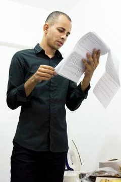 Actor getting ready in the dressing room to take the stage at the theater. Stock Photos