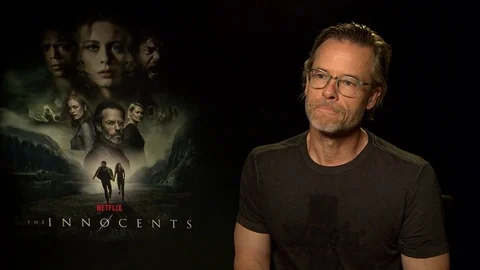 Actor Guy Pearce talks about his series 'The Innocents' at a press junket - 2018 Stock Footage 101210512