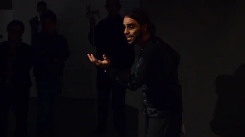 Actor interpreting a live performance Stock Footage 171012079