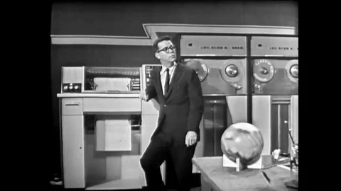 Actor John Fitch explains the reconstruction of photographic images transmitted Stock Footage 79517101