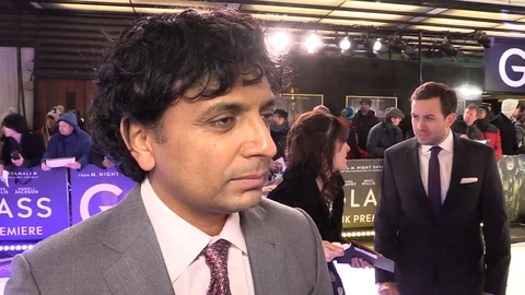 Actor M. Night Shyamalan attends the UK premiere of the movie Glass - 2019 Stock Footage 102365422